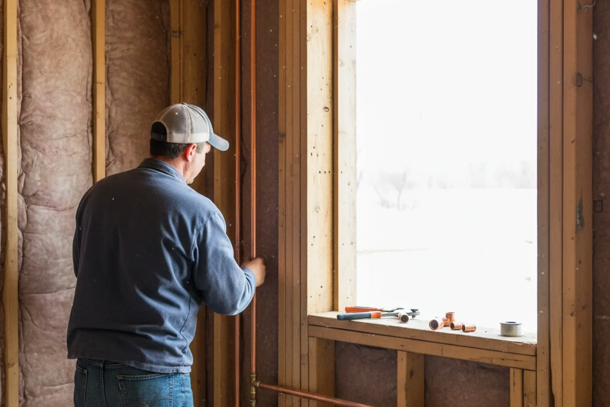 Licensed plumber running new copper supply lines in a Elizabeth home